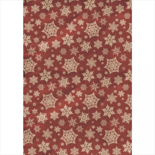 R67128000.jpg RAYHER DECO MACHE DECOUPAGE PAPER 22G 26X37.5CM 3PCS SNOWFLAKES RED - Image 1