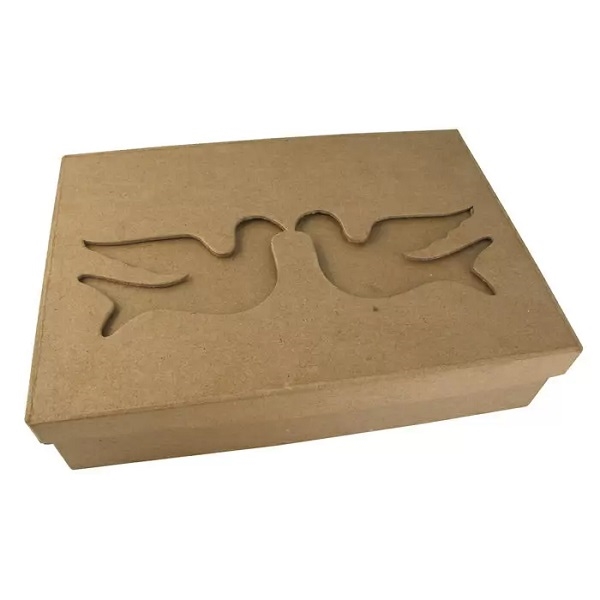 R7129800.jpg RAYHER PAPIER MACHE BOX 21X15X6CM DOVES - Image 1