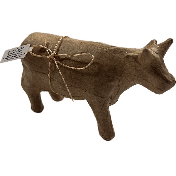 R7157600.jpg RAYHER PAPIER MACHE COW 3X4.5X8.5CM - Image 1