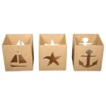RAYHER PAPIER MACHE CANDLE HOLDER 3PCS 7X7X5CM NAVY
