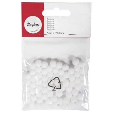 RAYHER POMPONS 7MM 70PCS WHITE