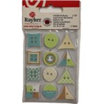 RAYHER BUTTONS MIX 2CM 12PCS BEIGE/LIGHT BLUE