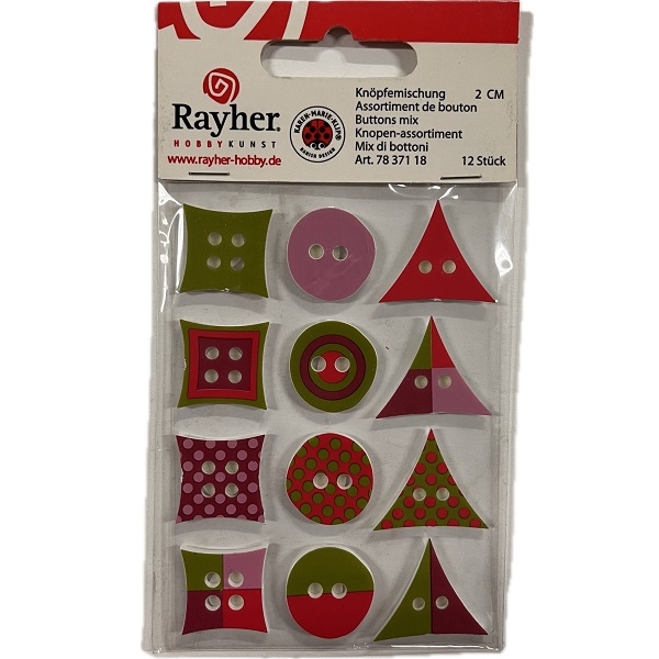 R7837118.jpg RAYHER BUTTONS MIX 2CM 12PCS RED/PALE PINK - Image 1