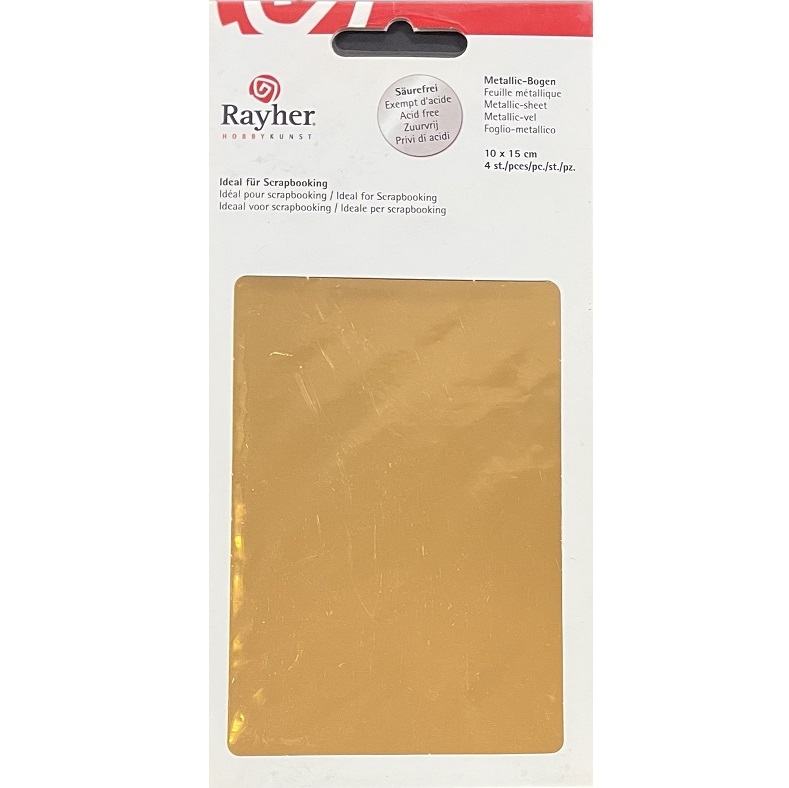 R7870806.jpg RAYHER METALLIC SHEET 10X15CM 4PCS GOLD - Image 1