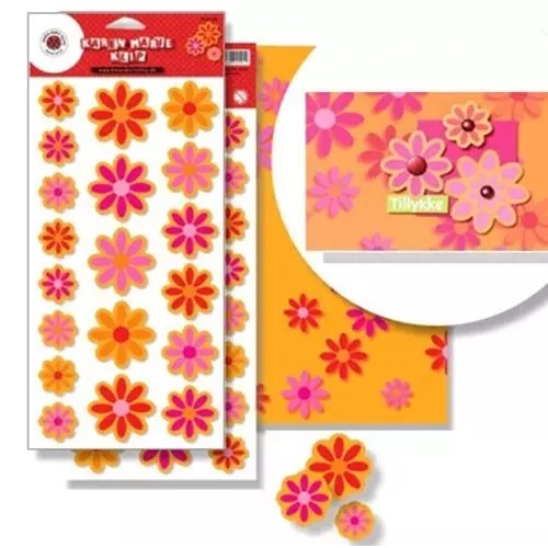 R80515208.jpg RAYHER DIE-CUT 2SIDED PAPER FLOWERS RED/TANGERINE - Image 1