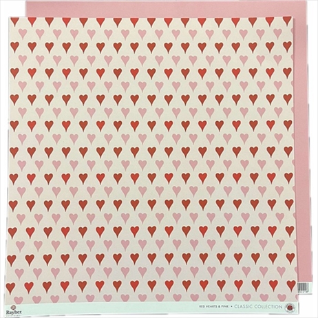 R81782262.jpg RAYHER SCRAPBOOK CARD 30.5X30.5CM HEARTS PINK - Image 1