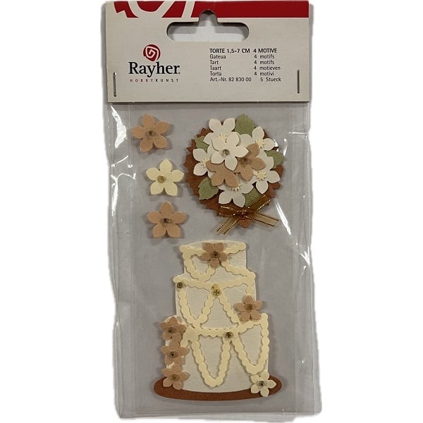 R8283000.jpg RAYHER MOTIF STICKER 1.5-7CM WEDDING CAKE - Image 1