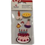 RAYHER MOTIF STICKER 3-5CM BIRTHDAY CAKE
