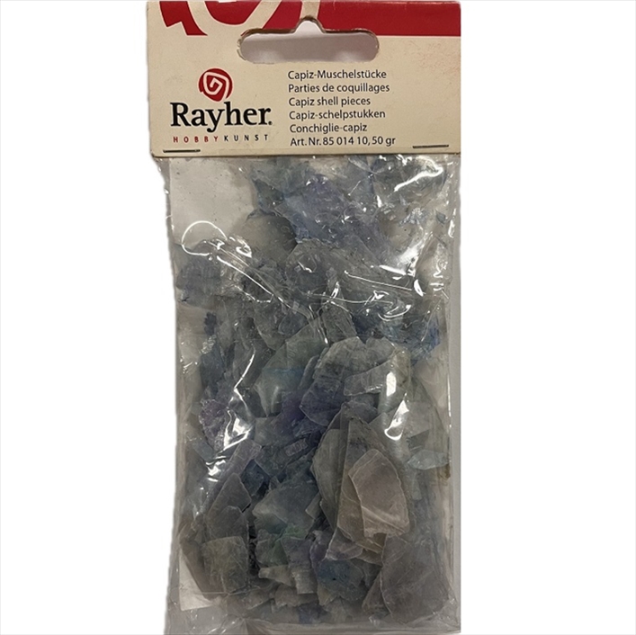 R8501410.jpg RAYHER CAPIZ SHELL PIECES 50G DARK BLUE - Image 1