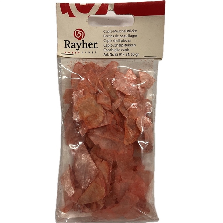 R8501434.jpg RAYHER CAPIZ SHELL PIECES 50G ORANGE - Image 1