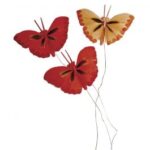 RAYHER BUTTERFLY OF FEATHERS 2-4CM 6PCS RED COLOURS