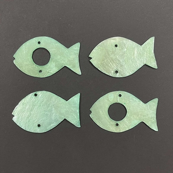 R8680207.jpg RAYHER PEARLY ELEMENT FISH 6.5X4.5CM 4PCS TURQUOISE - Image 1