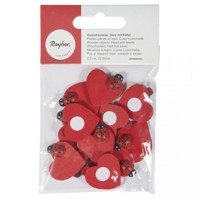 R8865300.jpg RAYHER WOODEN OBJECTS HEART+BEETLE 2.5CM 12PCS - Image 1