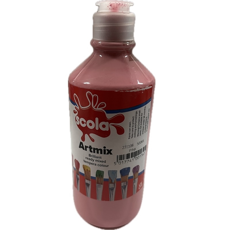 SCLDAM500-03.jpg SCOLA ARTMIX TEMPERA PAINT 500ML PINK - Image 1