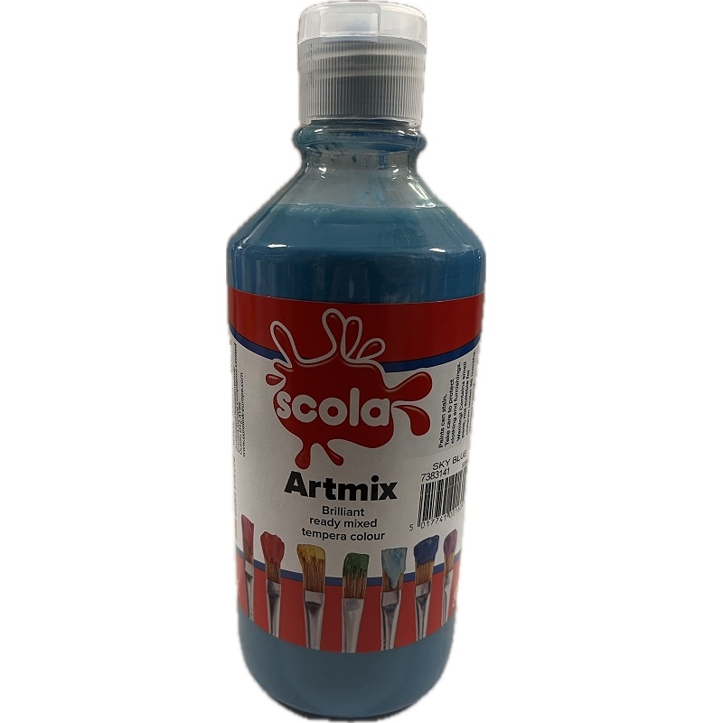 SCLDAM500-17.jpg SCOLA ARTMIX TEMPERA PAINT 500ML SKY BLUE - Image 1
