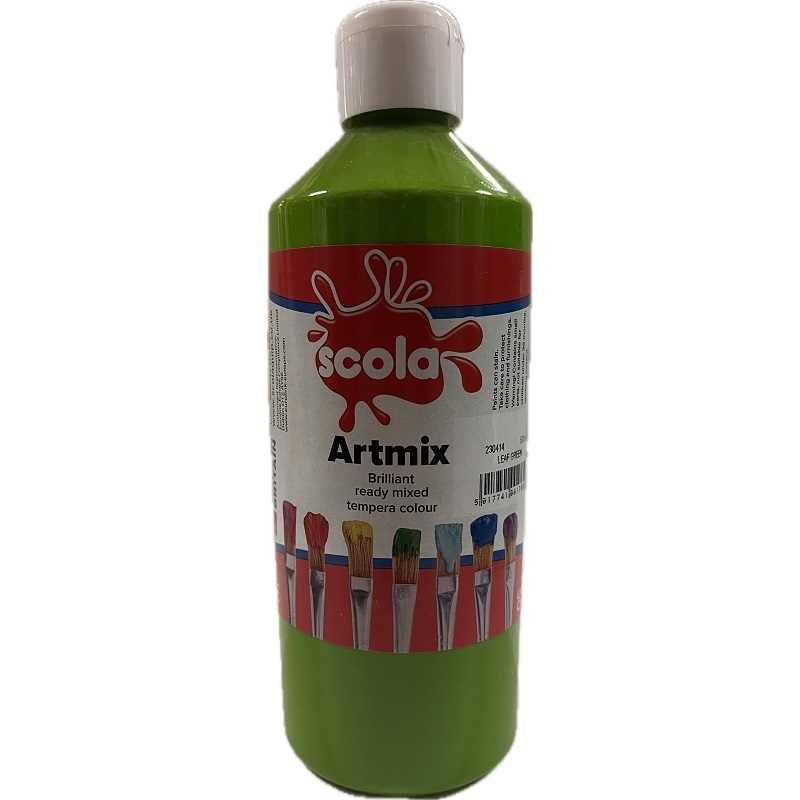 SCLDAM500-37.jpg SCOLA ARTMIX TEMPERA PAINT 500ML LEAF GREEN - Image 1