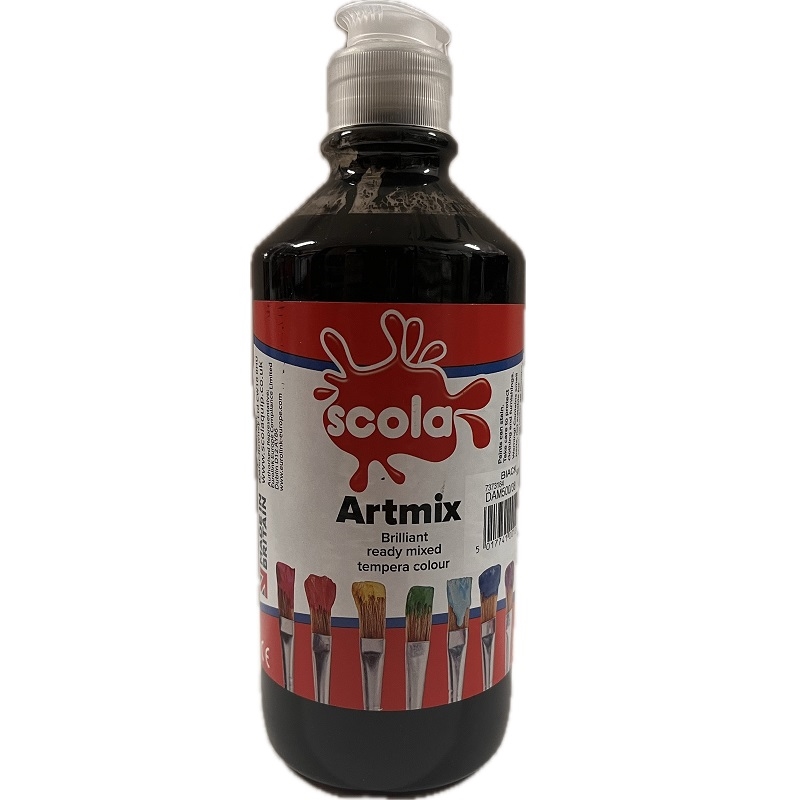 SCLDAM500-38.jpg SCOLA ARTMIX TEMPERA PAINT 500ML BLACK - Image 1