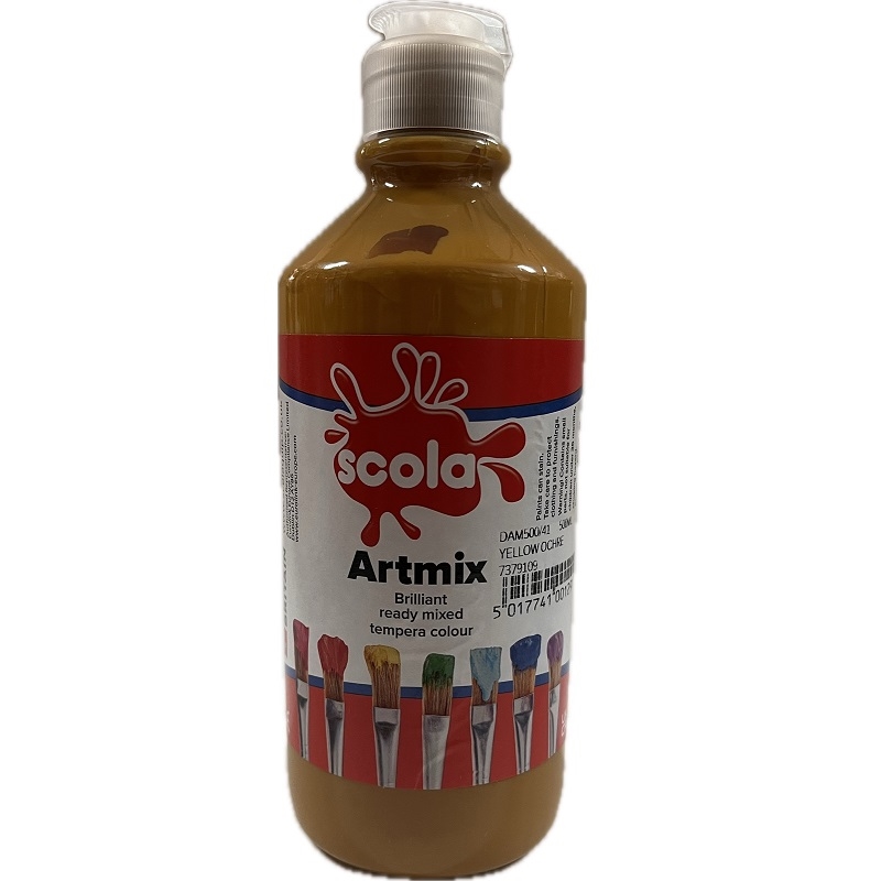 SCLDAM500-41.jpg SCOLA ARTMIX TEMPERA PAINT 500ML YELLOW OCHRE - Image 1