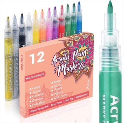 ACRYLIC MARKER 0.7MM TIP 12COL SET