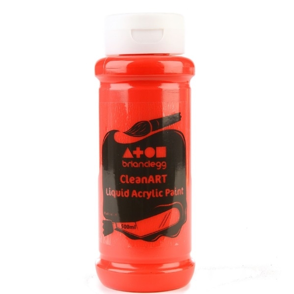 BCAK0850004.jpg BRIANCLEGG CLEANART LIQUID ACRYLIC PAINT 500ML RED - Image 1