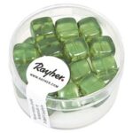 RAYHER GLASS BEADS CUBE 8X9MM 18PCS MAY GREEN
