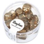 RAYHER GLASS BEADS CUBE 8X9MM 18PCS TAUPE BROWN