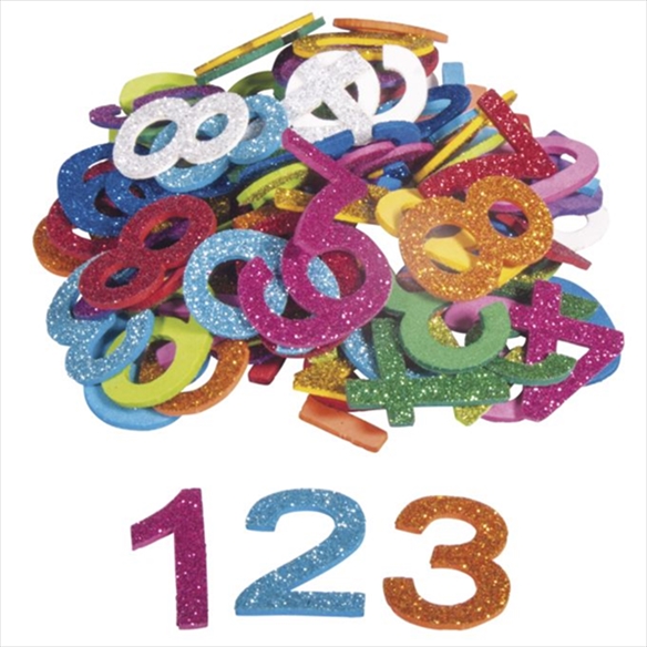 R30228000.jpg RAYHER SPONGE RUBBER SELF ADHESIVE 100PCS NUMBERS GLITTER 3CM - Image 1