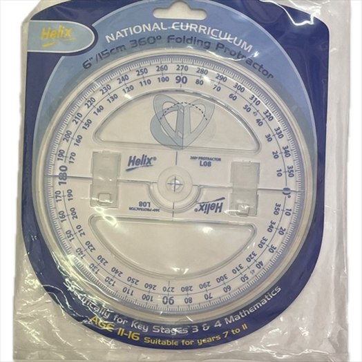 STHX-L08100.jpg HELIX PLASTIC FOLDING PROTRACTOR D.15CM/360DGR - Image 1
