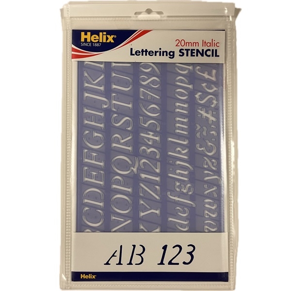 STHX23019.jpg HELIX LETTERING STENCIL 20MM ITALIC - Image 1