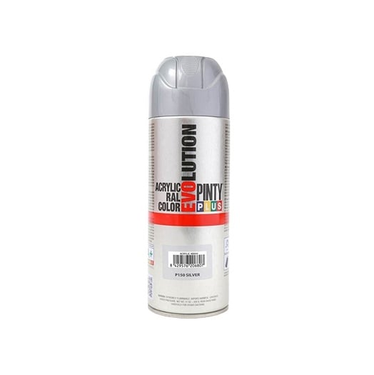 NVS278.jpg PINTYPLUS EVOLUTION ACRYLIC SPRAY PAINT 400ML P150 SILVER - Image 1