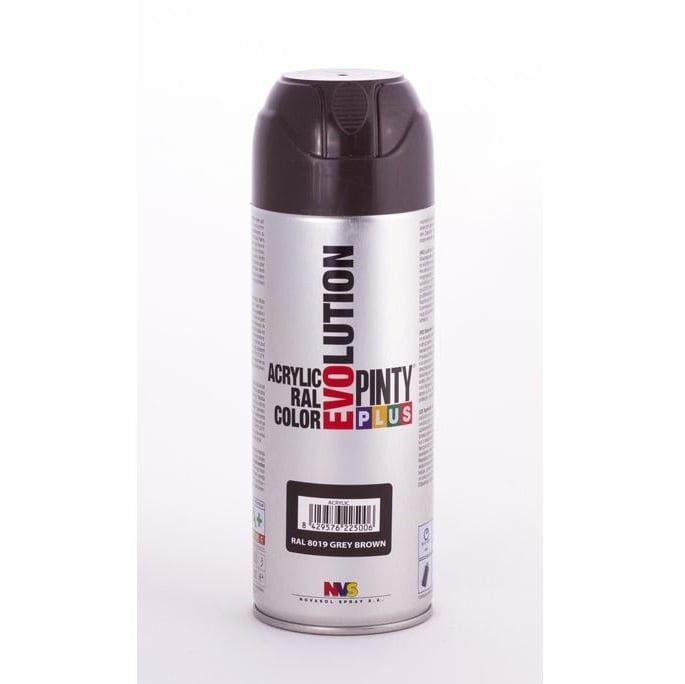 NVS549.jpg PINTYPLUS EVOLUTION ACRYLIC SPRAY PAINT 400ML 8019 GREY BROWN - Image 1