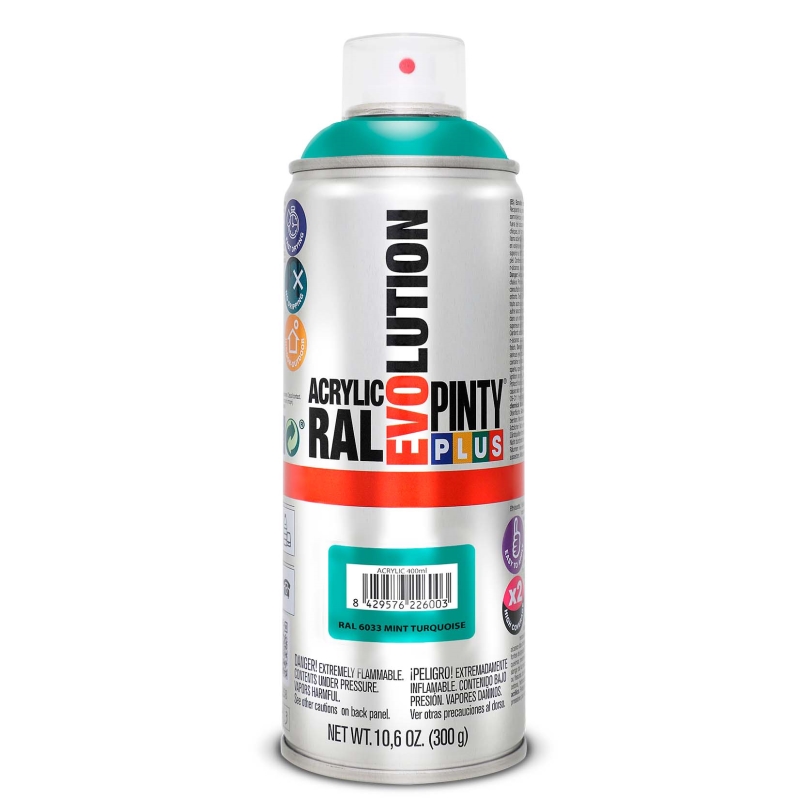 NVS554.jpg PINTYPLUS EVOLUTION ACRYLIC SPRAY PAINT 400ML 6033 MINT TURQUOISE - Image 1