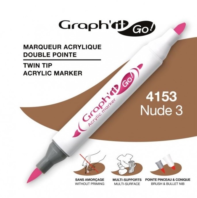 EFGG04153.jpg GRAPHIT GO DUAL BRUSH TIP ACRYLIC MARKER NUDE 3 - Image 1