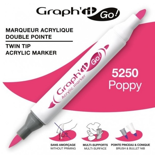EFGG05250.jpg GRAPHIT GO DUAL BRUSH TIP ACRYLIC MARKER POPPY - Image 1
