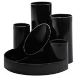 HELIX PLASTIC DESK TIDY BLACK [7SPACES] 12.6X13.6X11.1CM