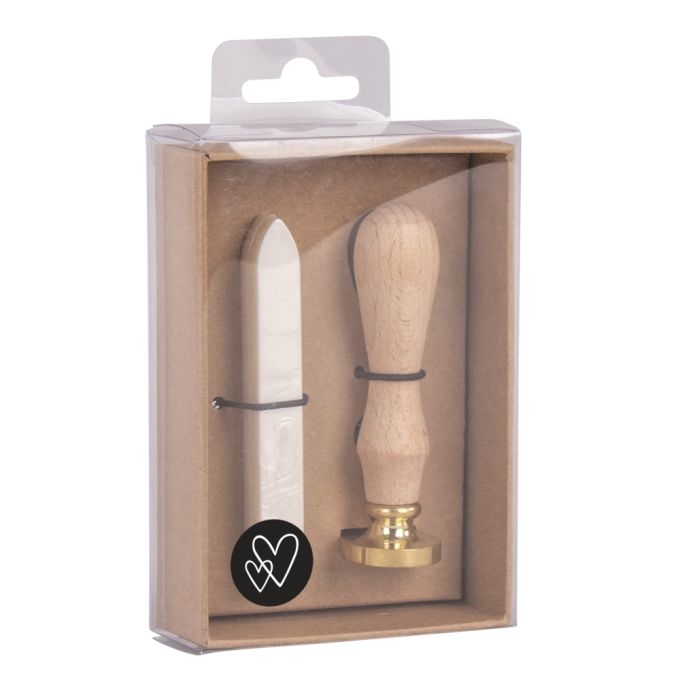 R29208103.jpg RAYHER SEALING WAX STAMP SET HEARTS D.2.5CM METALLIC WHITE - Image 1