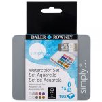 DALER ROWNEY SIMPLY WATERCOLOUR 10 PAN SET METALLIC COLOURS