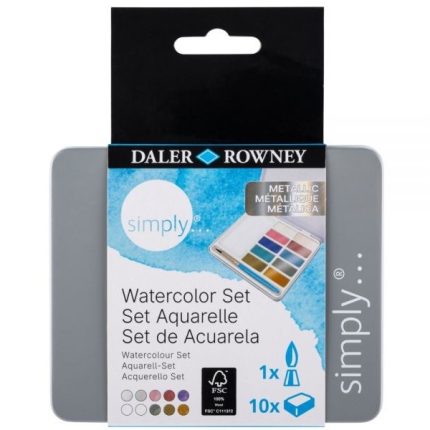 DALER ROWNEY SIMPLY WATERCOLOUR 10 PAN SET METALLIC COLOURS