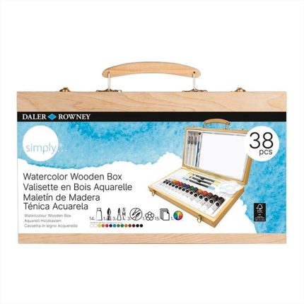 DALER ROWNEY SIMPLY WATERCOLOUR WOODEN BOX SET 38PCS